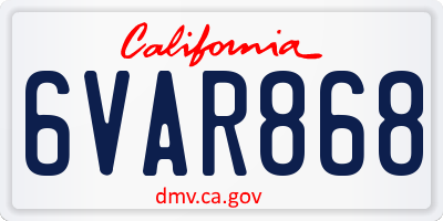 CA license plate 6VAR868