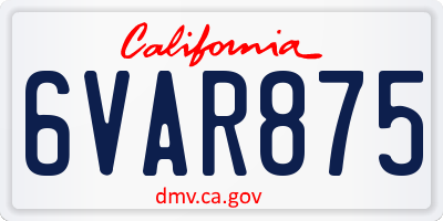 CA license plate 6VAR875