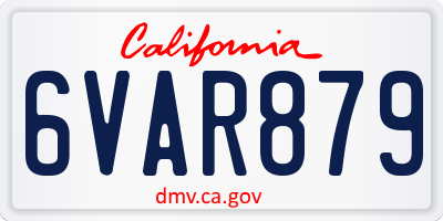 CA license plate 6VAR879