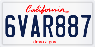 CA license plate 6VAR887