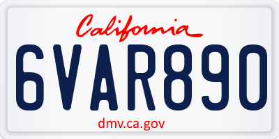 CA license plate 6VAR890