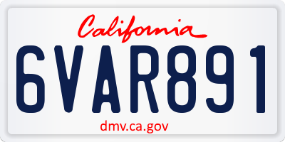 CA license plate 6VAR891