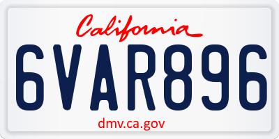 CA license plate 6VAR896