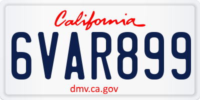 CA license plate 6VAR899