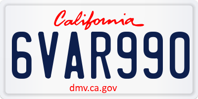 CA license plate 6VAR990