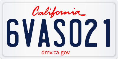 CA license plate 6VAS021