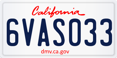 CA license plate 6VAS033