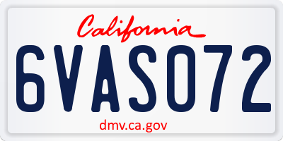 CA license plate 6VAS072