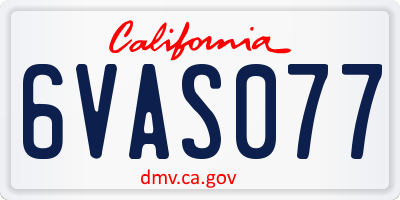 CA license plate 6VAS077