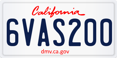 CA license plate 6VAS200