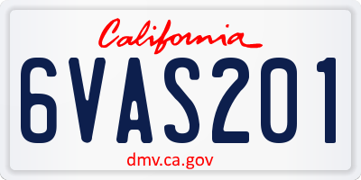 CA license plate 6VAS201