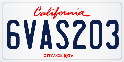 CA license plate 6VAS203
