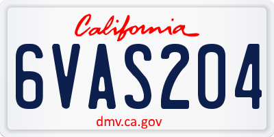 CA license plate 6VAS204