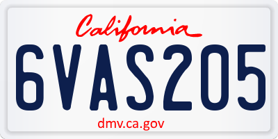 CA license plate 6VAS205