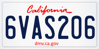 CA license plate 6VAS206