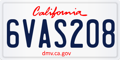 CA license plate 6VAS208