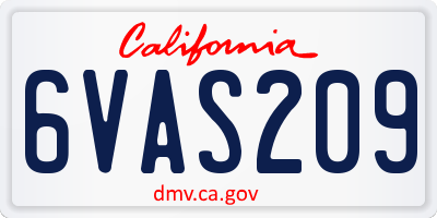 CA license plate 6VAS209