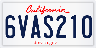 CA license plate 6VAS210