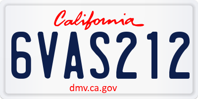 CA license plate 6VAS212