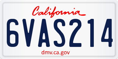 CA license plate 6VAS214
