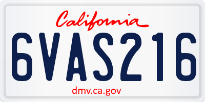 CA license plate 6VAS216