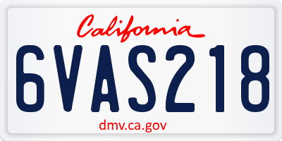 CA license plate 6VAS218