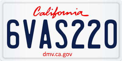 CA license plate 6VAS220