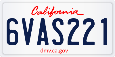 CA license plate 6VAS221