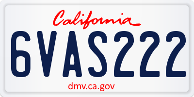 CA license plate 6VAS222