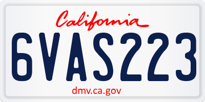 CA license plate 6VAS223