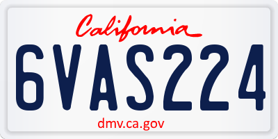 CA license plate 6VAS224