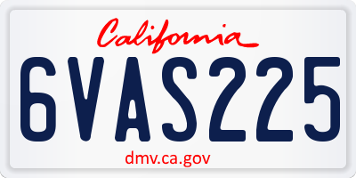 CA license plate 6VAS225