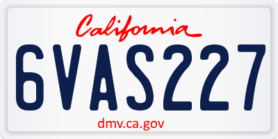 CA license plate 6VAS227