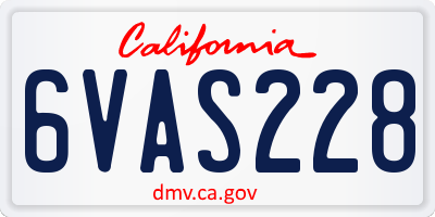 CA license plate 6VAS228