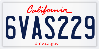 CA license plate 6VAS229
