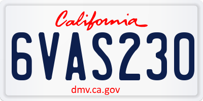 CA license plate 6VAS230