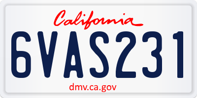 CA license plate 6VAS231