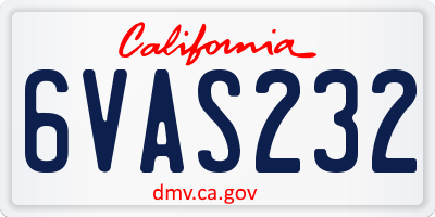 CA license plate 6VAS232