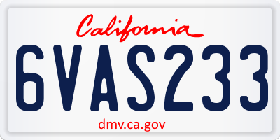 CA license plate 6VAS233