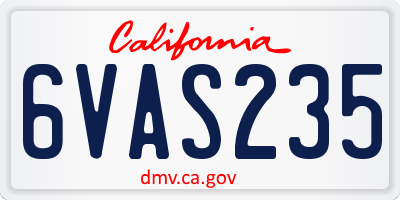 CA license plate 6VAS235