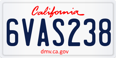 CA license plate 6VAS238