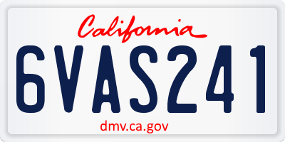 CA license plate 6VAS241