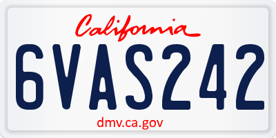 CA license plate 6VAS242