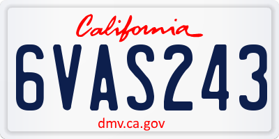 CA license plate 6VAS243