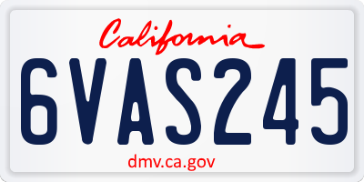 CA license plate 6VAS245