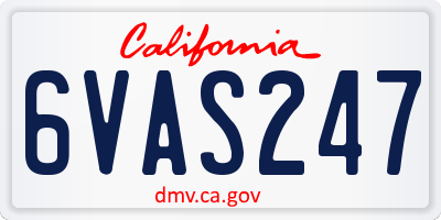 CA license plate 6VAS247