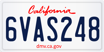 CA license plate 6VAS248