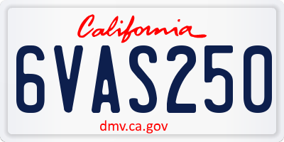 CA license plate 6VAS250