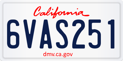 CA license plate 6VAS251