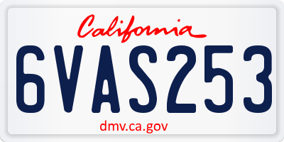 CA license plate 6VAS253